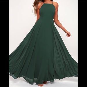 Lulu's Mythical Kind of Love Dark Green Maxi Dress